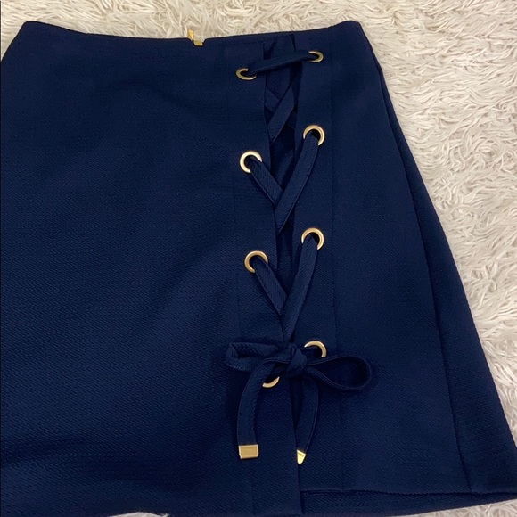 Kensie Navy Lace-Up Skirt Size XS - Picture 6 of 8